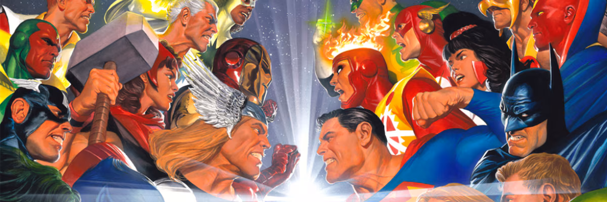 Marvel e DC relançam JLA/Vingadores com capa conectável de Alex Ross